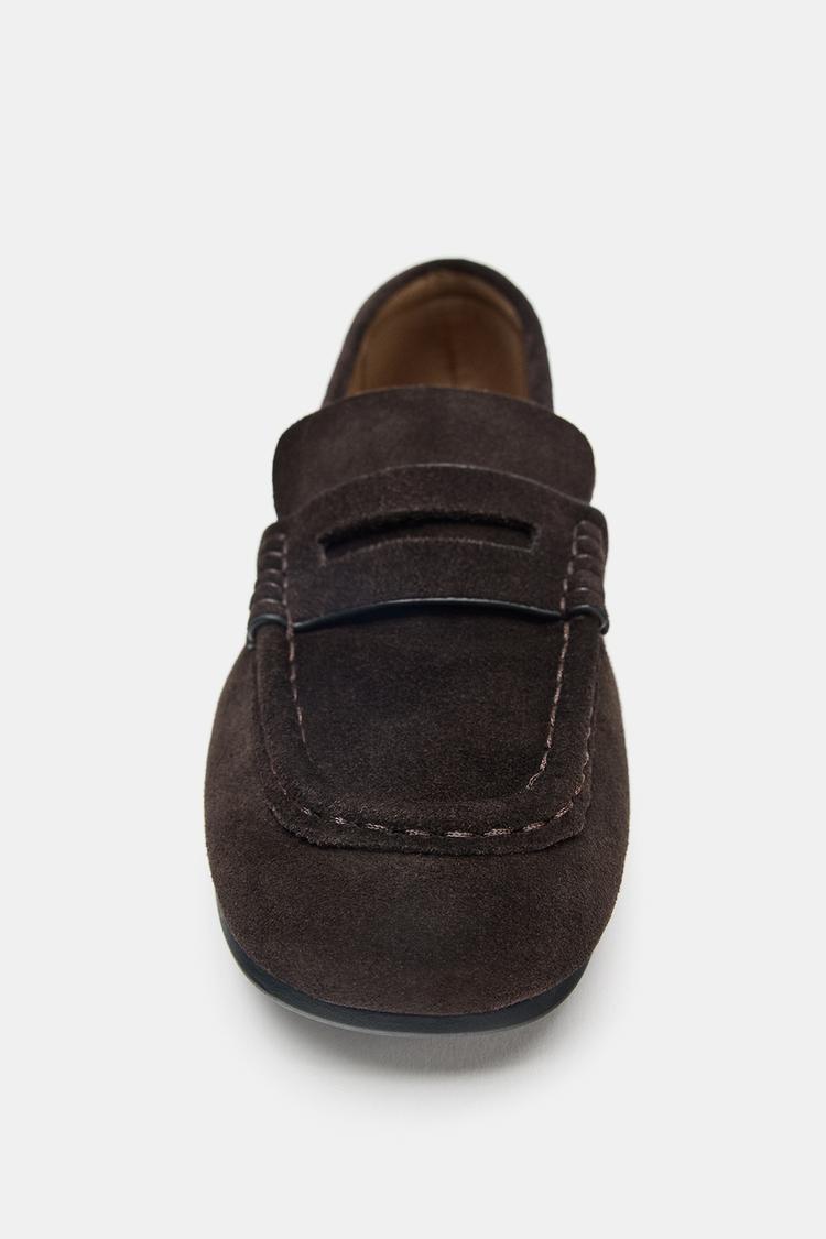 Mocassin plat en cuir daim pour femme