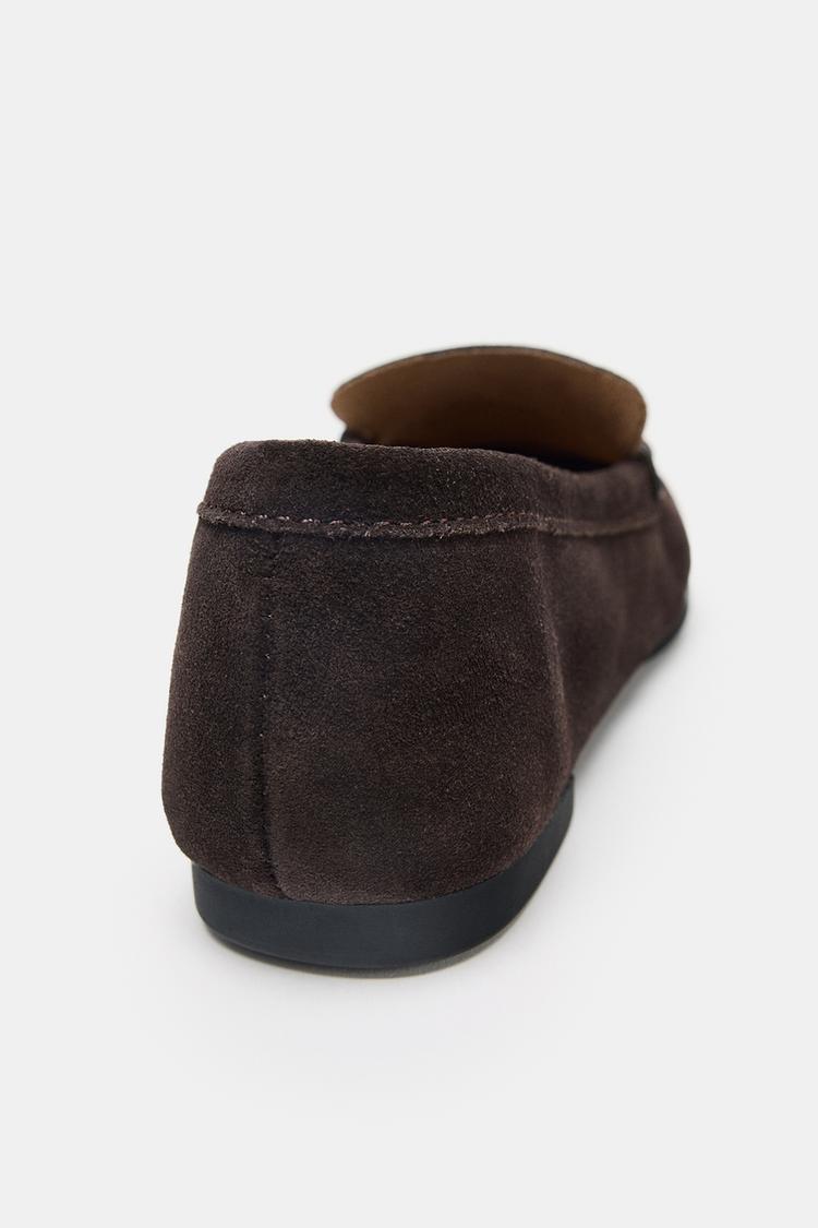 Mocassin plat en cuir daim pour femme