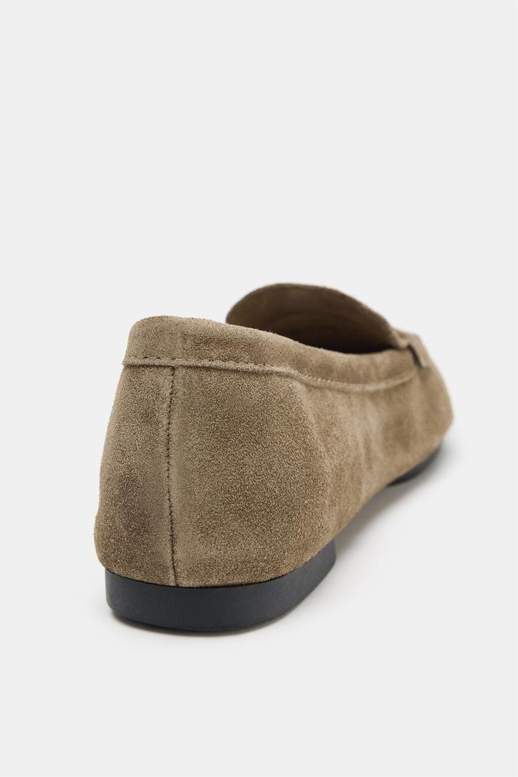 Mocassin plat en cuir daim pour femme