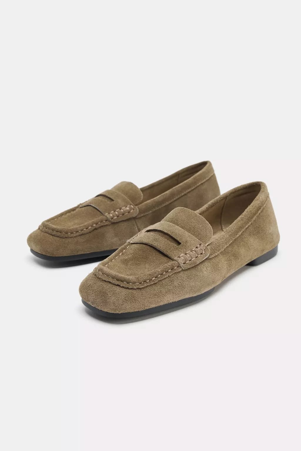 Mocassin plat en cuir daim pour femme
