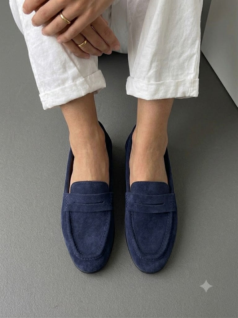 Mocassin plat en cuir daim pour femme