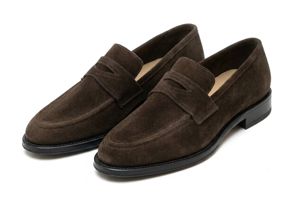 Mocassins Penny en daim souple  foncé pour homme