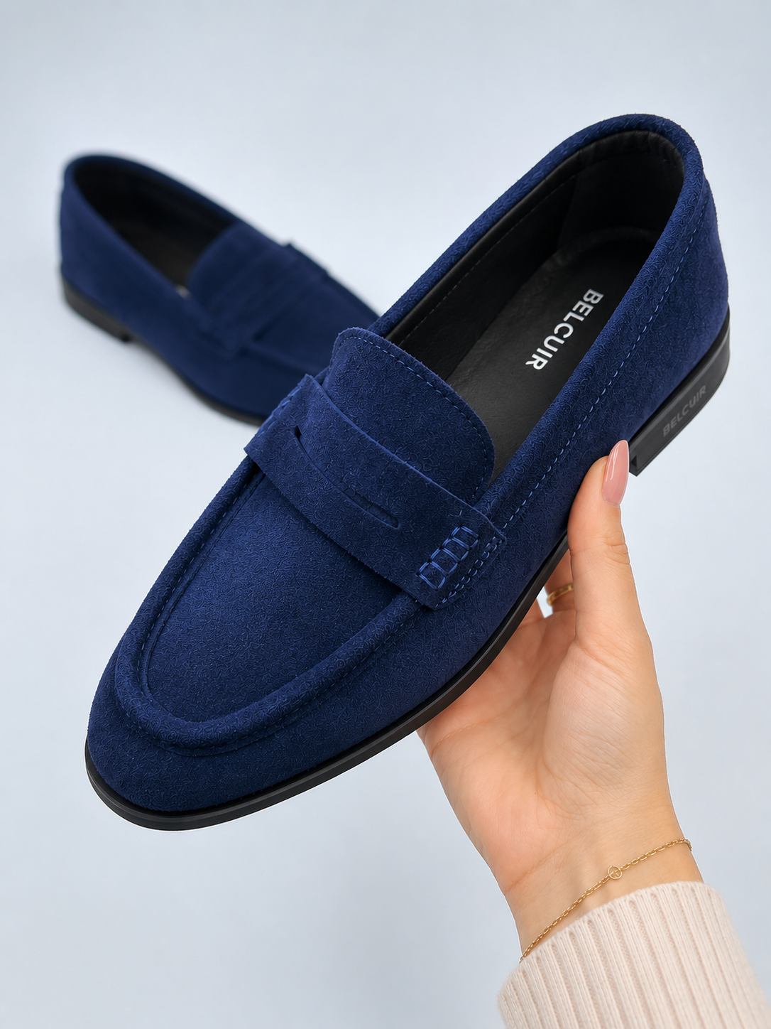 Mocassin plat en cuir daim pour femme