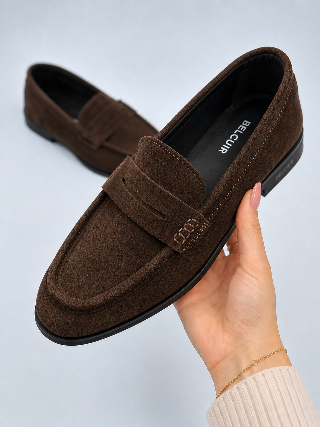 Mocassin plat en cuir daim pour femme