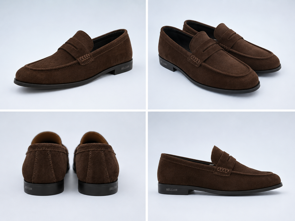 Mocassin plat en cuir daim pour femme